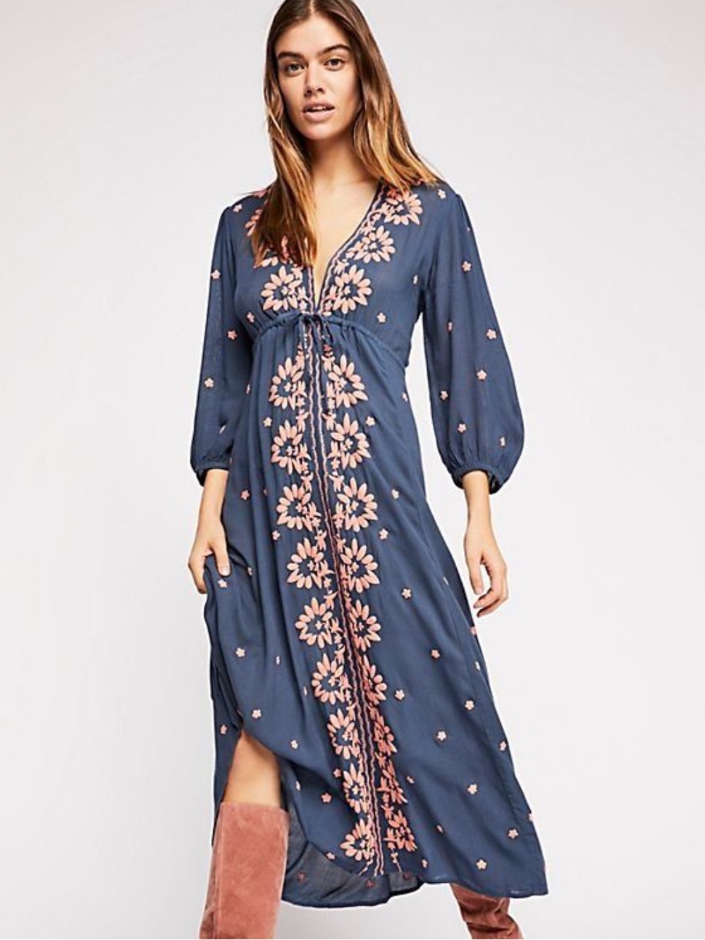 Free People Embroidered Fable Maxi Dress